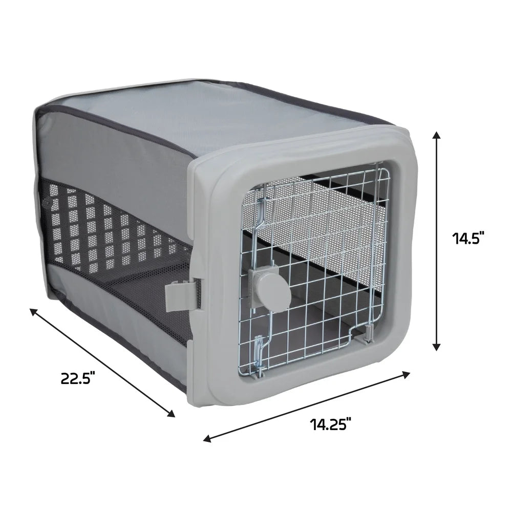 Collapsible Pop-up Dog Kennel Portable Travel Crate with Metal Gate Mesh Ventilation Easy Storage Indoor Outdoor Use