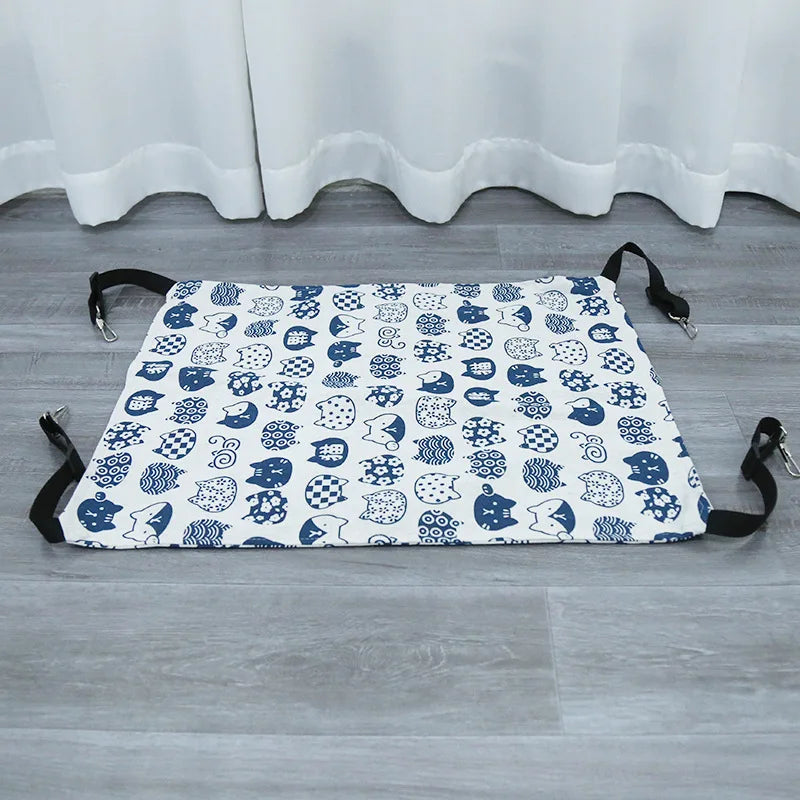 Cat Hanging Hammock with Adjustable Straps Double-Sided Pet Cage Hammock Hanging Bed Resting Sleepy Pad for Small Animals Pets