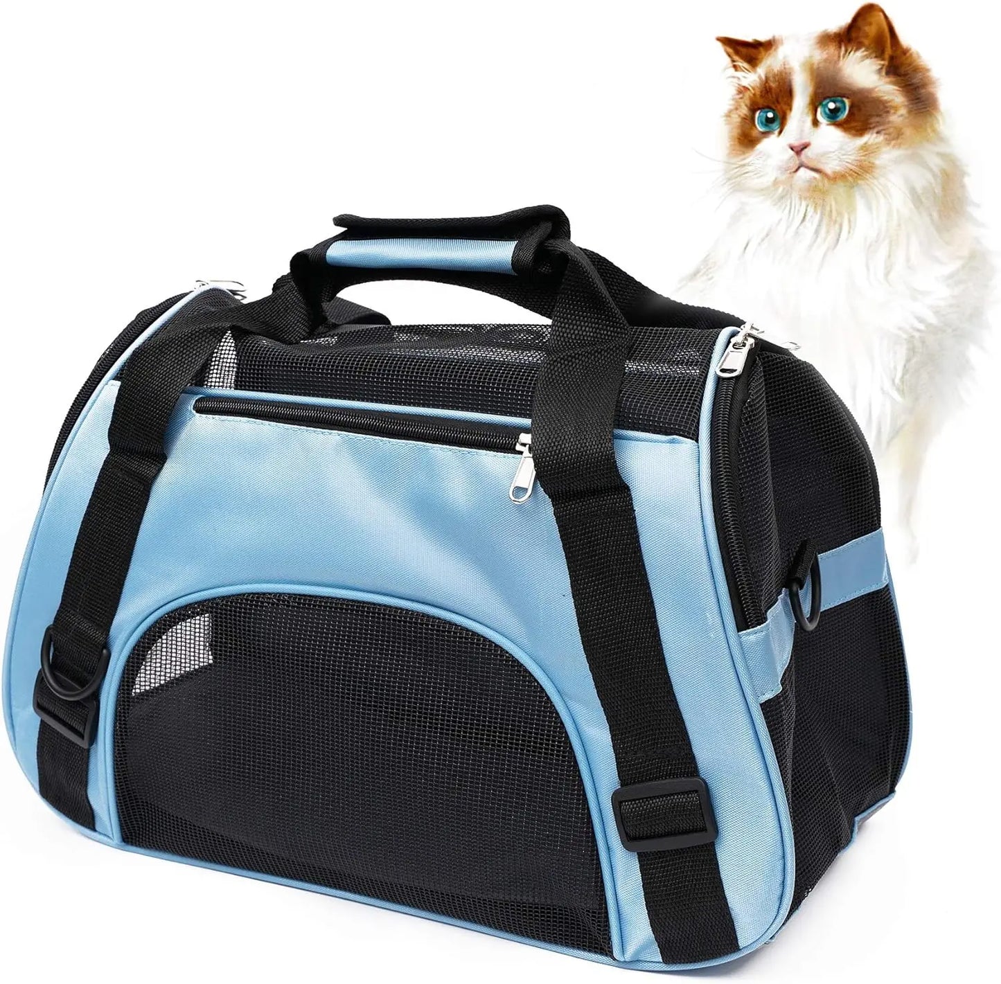 Soft-Sided Pet Carrier – Airline Approved for Small & Medium Cats/Dogs – Blue, Small for Travel