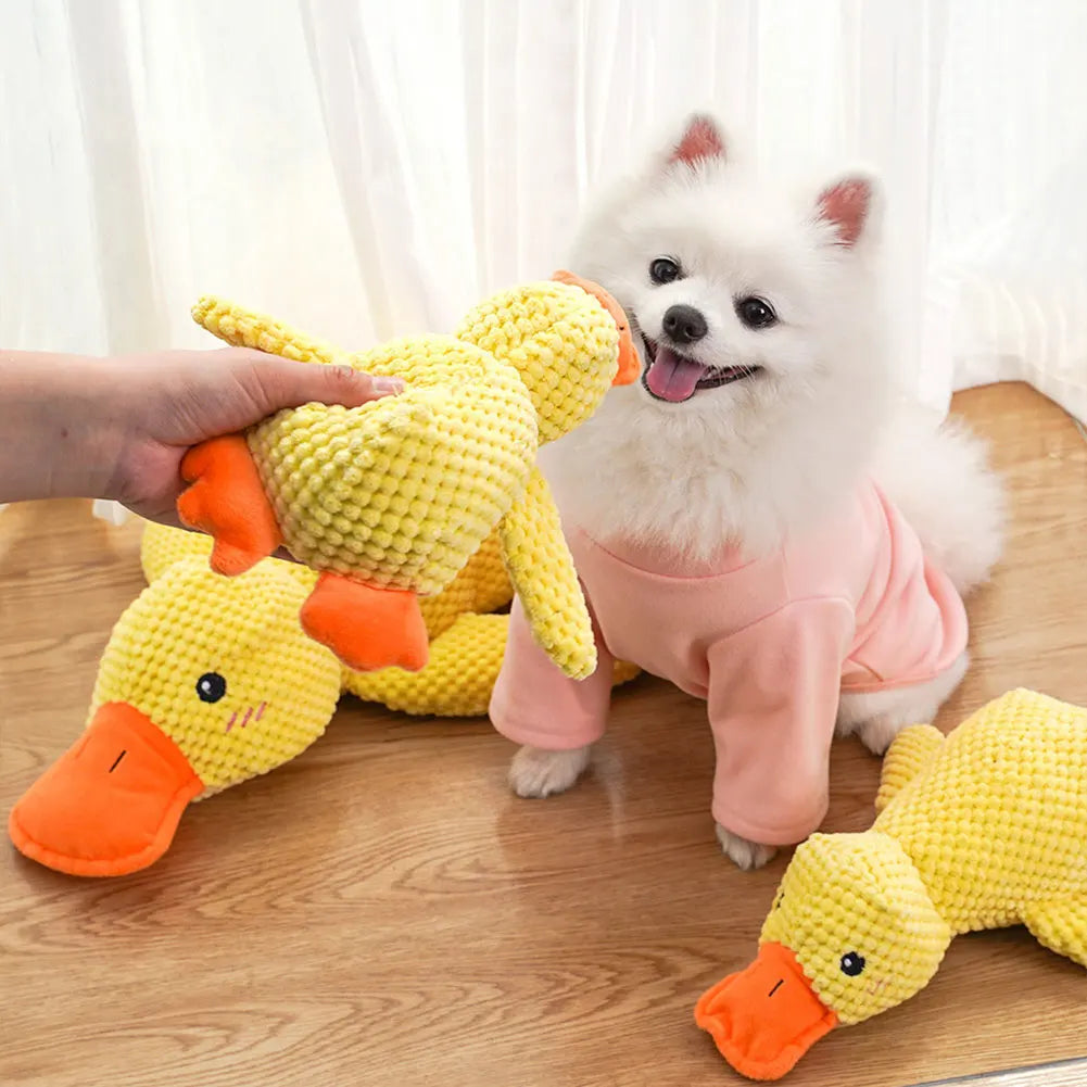 Calming Duck Plush Pet Toy with Quacking Sound
