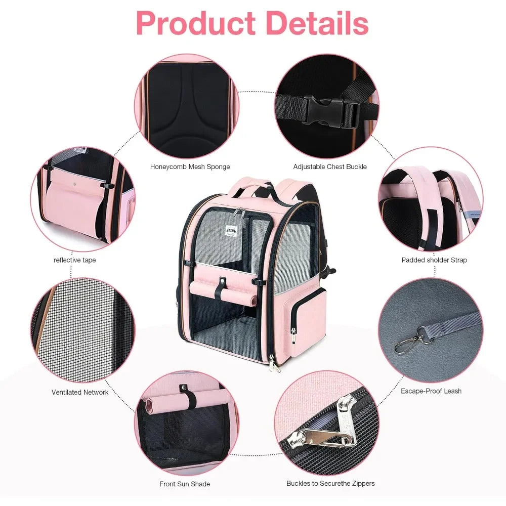 Large Cat Backpack Carrier Expandable Foldable Pet Carrier Backpack for Small Dogs Puppy Medium Cats Fit Up to 18 Lbs
