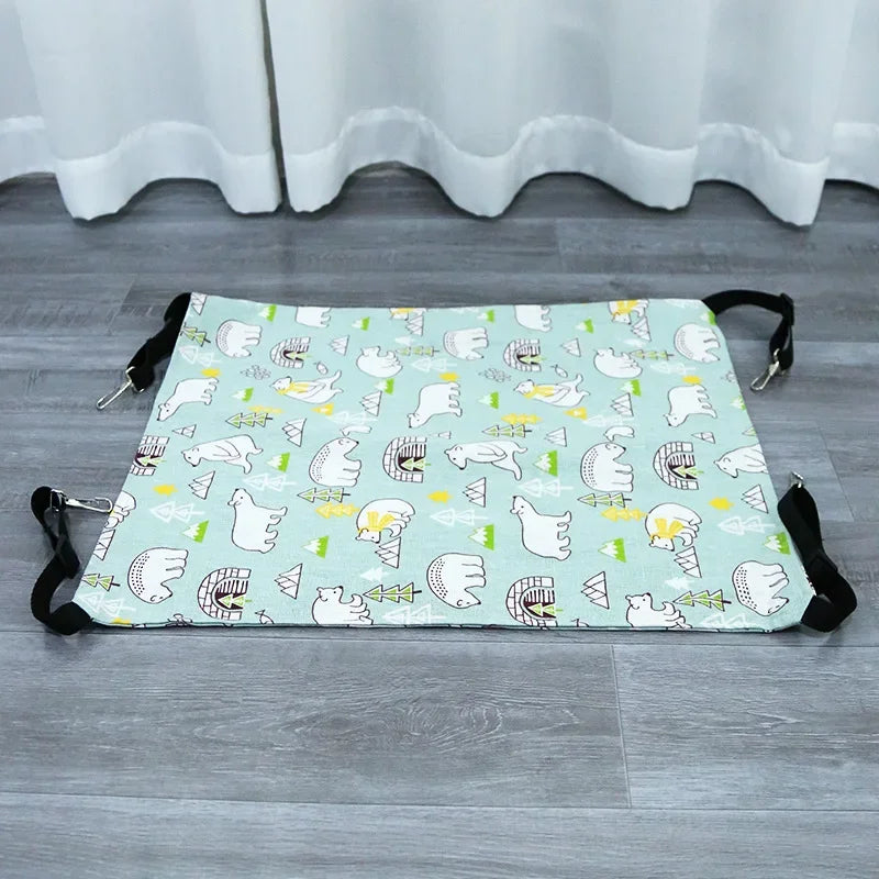 Cat Hanging Hammock with Adjustable Straps Double-Sided Pet Cage Hammock Hanging Bed Resting Sleepy Pad for Small Animals Pets