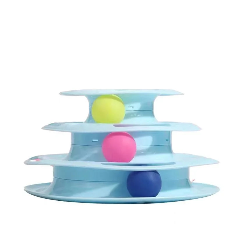 Three-Layer Ball Cat Toy .  Interactive educational track toy cat space tower play