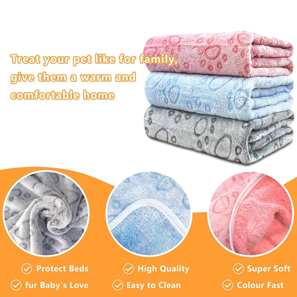 Ultra-Soft Paw Print Blankets - Machine Washable, Cozy Pet Blankets for Indoor & Outdoor Use - Ideal for Small to Large Pets.
