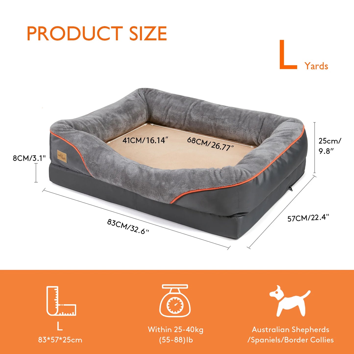 Large Dog Bed. Soft, Comfortable, Anti Allergy.  Warm Fleece.  Removable, Washable Cover. Waterproof.
