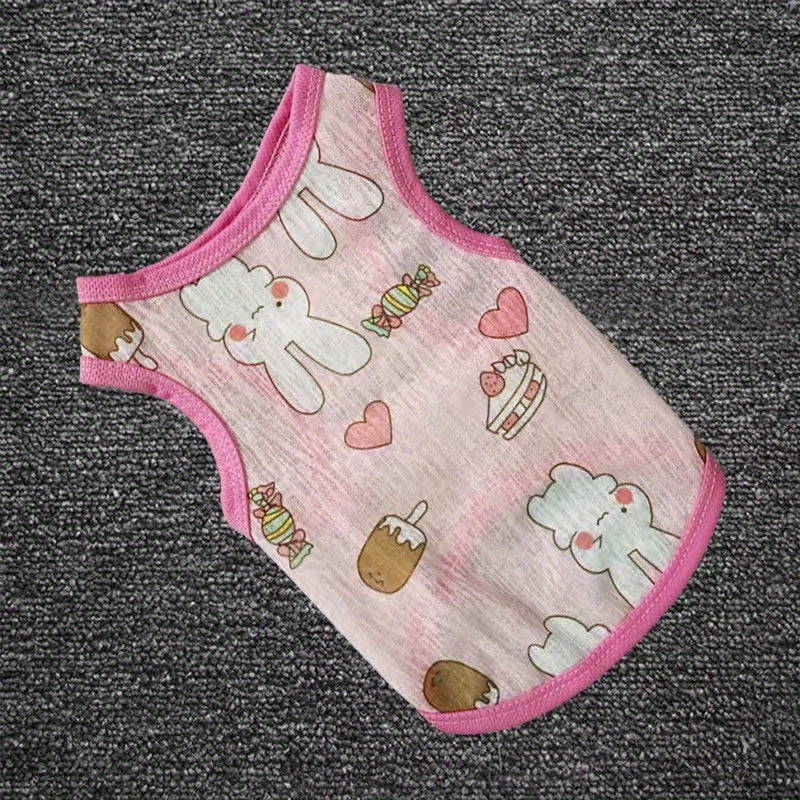 7pcs/ 8pcs/ 16PCSDog Vest Set, Cute Puppy And Cat Vest, Cartoon Design Pet Vest T-shirt, Spring/Summer Clothes for Small And Extra-Small Dogs, Pet Apparel Suitable for Yorkshire Terriers, Maltese, Bichons, Pomeranians And Chi