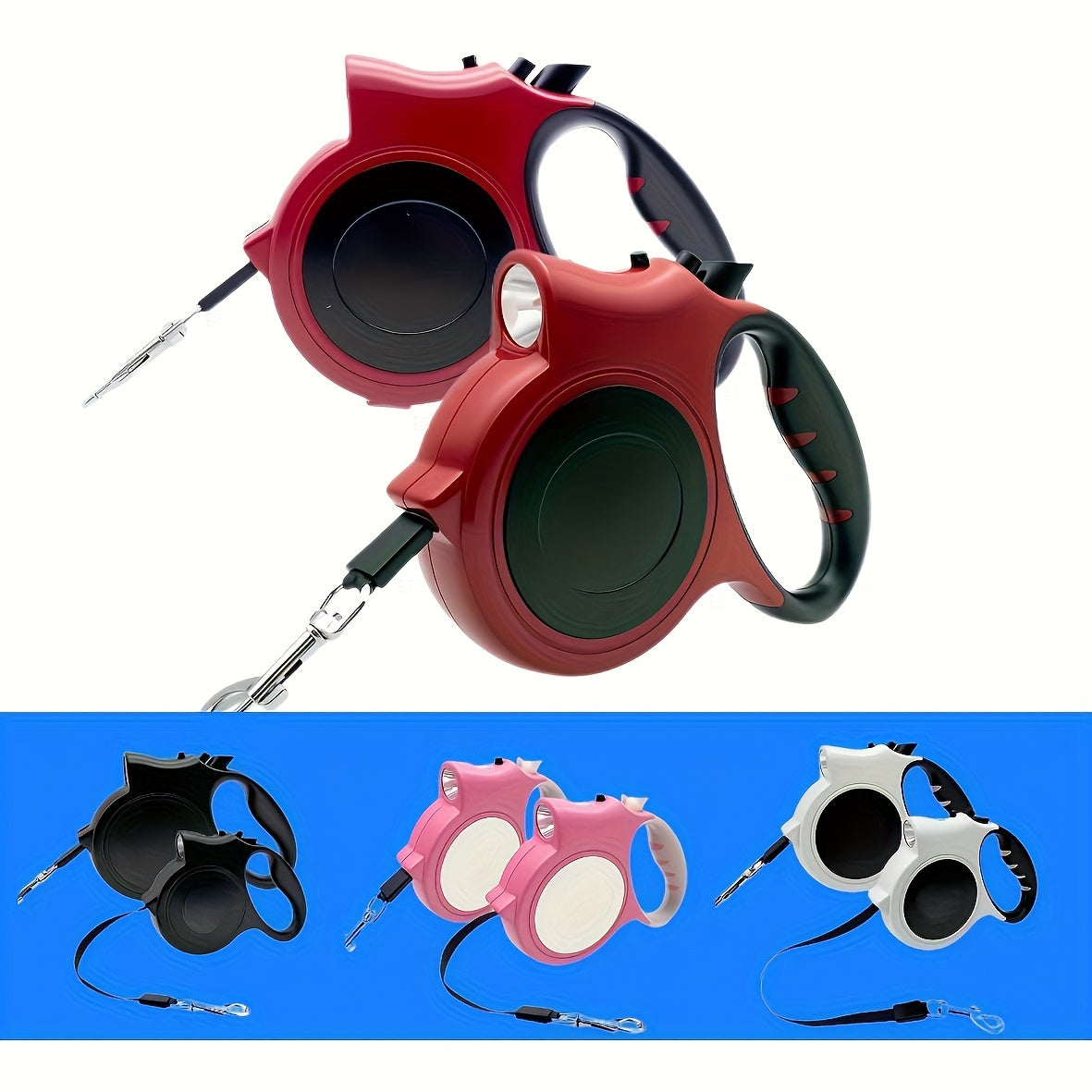 2-Pack Light Up Your Walks with Our 16ft. Retractable Dog Leash - for Dogs Up to 40 Lbs, Tangle-Free, with LED Lights for Safe Nighttime Walks