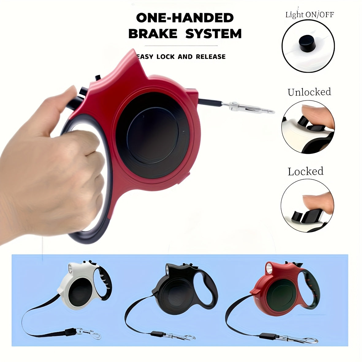 2-Pack Light Up Your Walks with Our 16ft. Retractable Dog Leash - for Dogs Up to 40 Lbs, Tangle-Free, with LED Lights for Safe Nighttime Walks